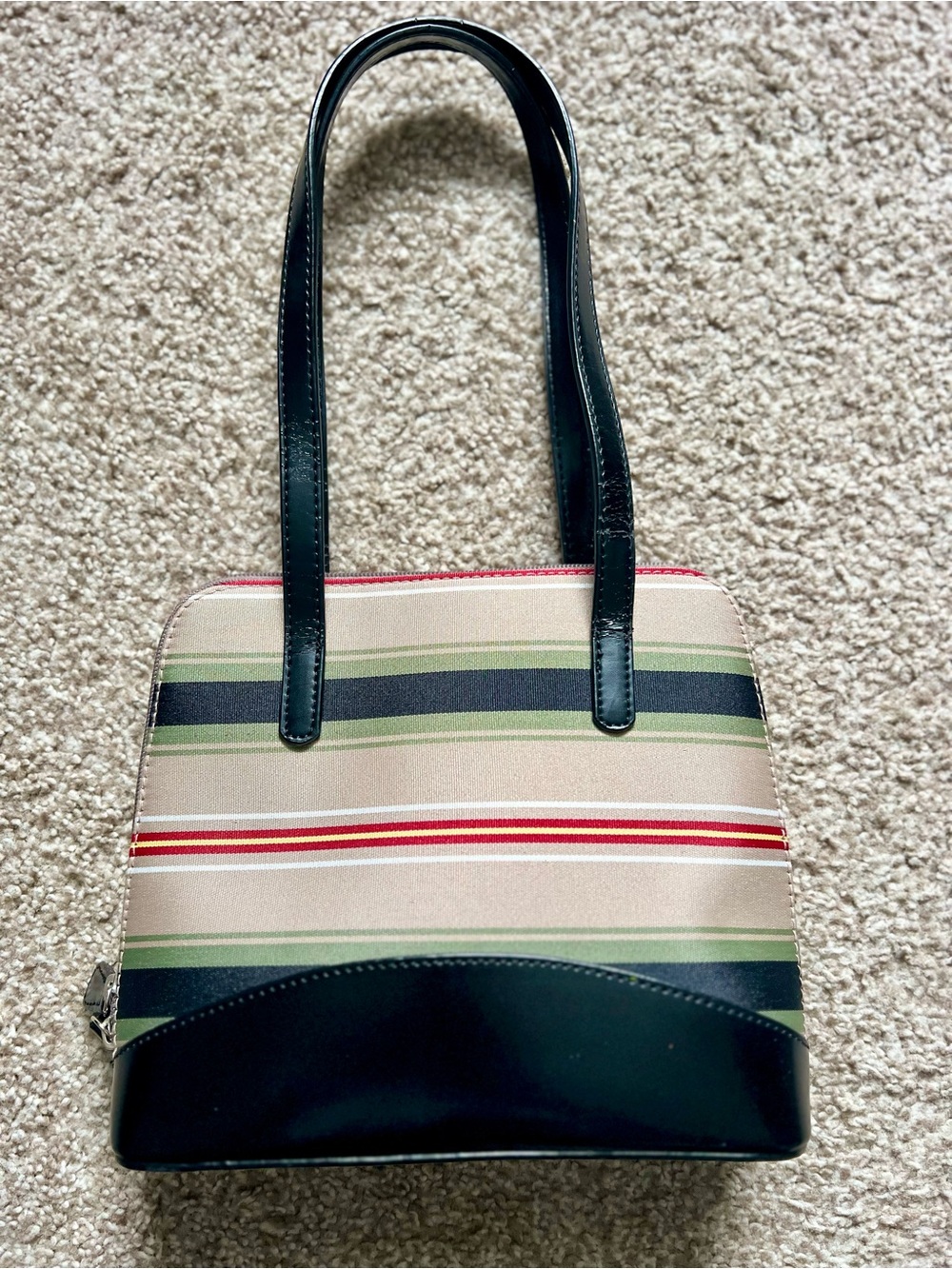 kate spade Vintage Striped Bow Shoulder Bag in Beige, Black and Green - Picture 3 of 11